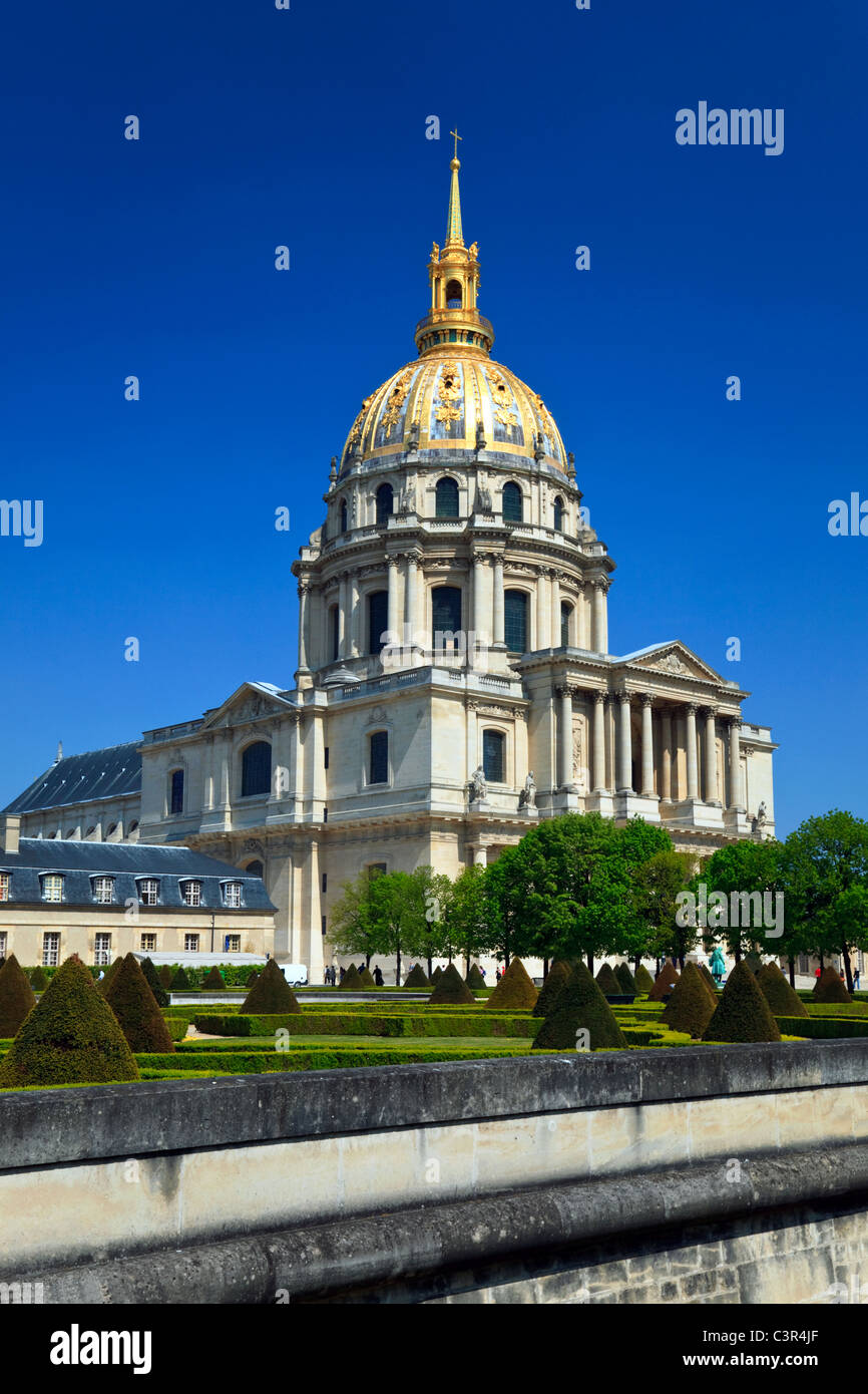 The Cathedral of Invalides and park in Paris, France. Stock Photo