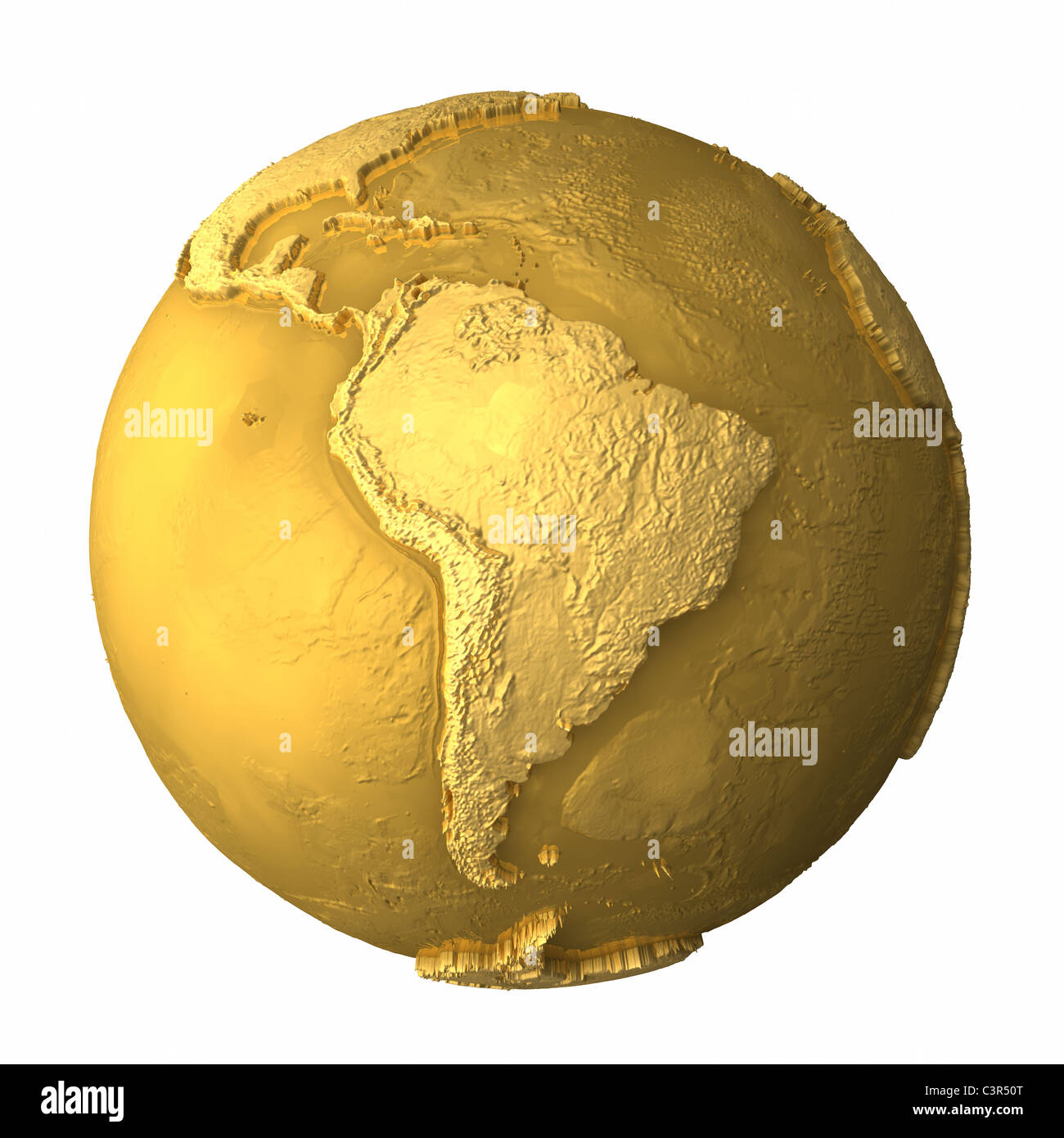 Gold globe - metal earth with realistic topography - south america; 3d  render Stock Photo - Alamy