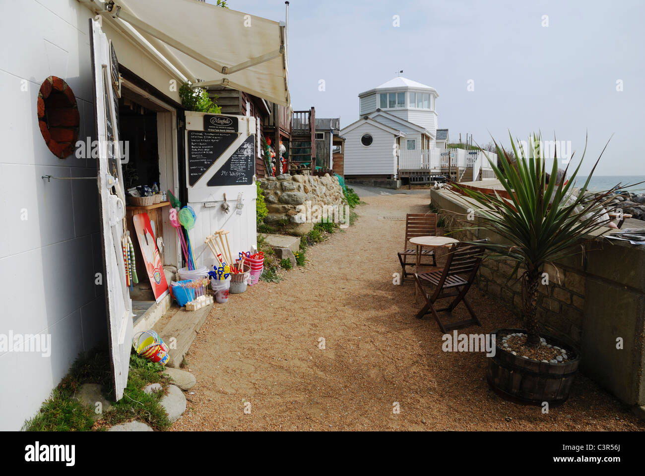 The beach café at Steephill Cove, Ventnor, Isle of Wight, Hampshire, England. Stock Photo