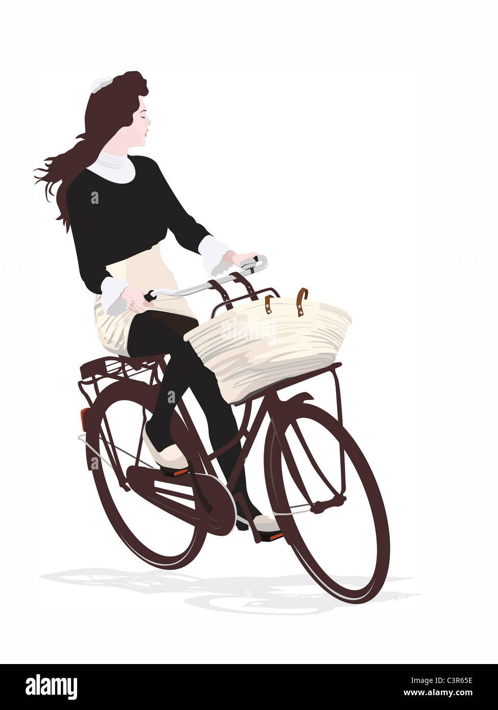 girl riding bicycle Stock Photo