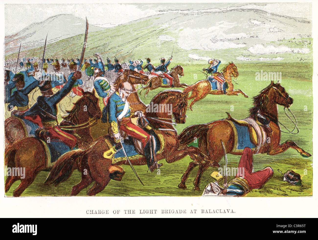Charge of the Light Brigade at the Battle of Balaclava during the Crimean War Stock Photo
