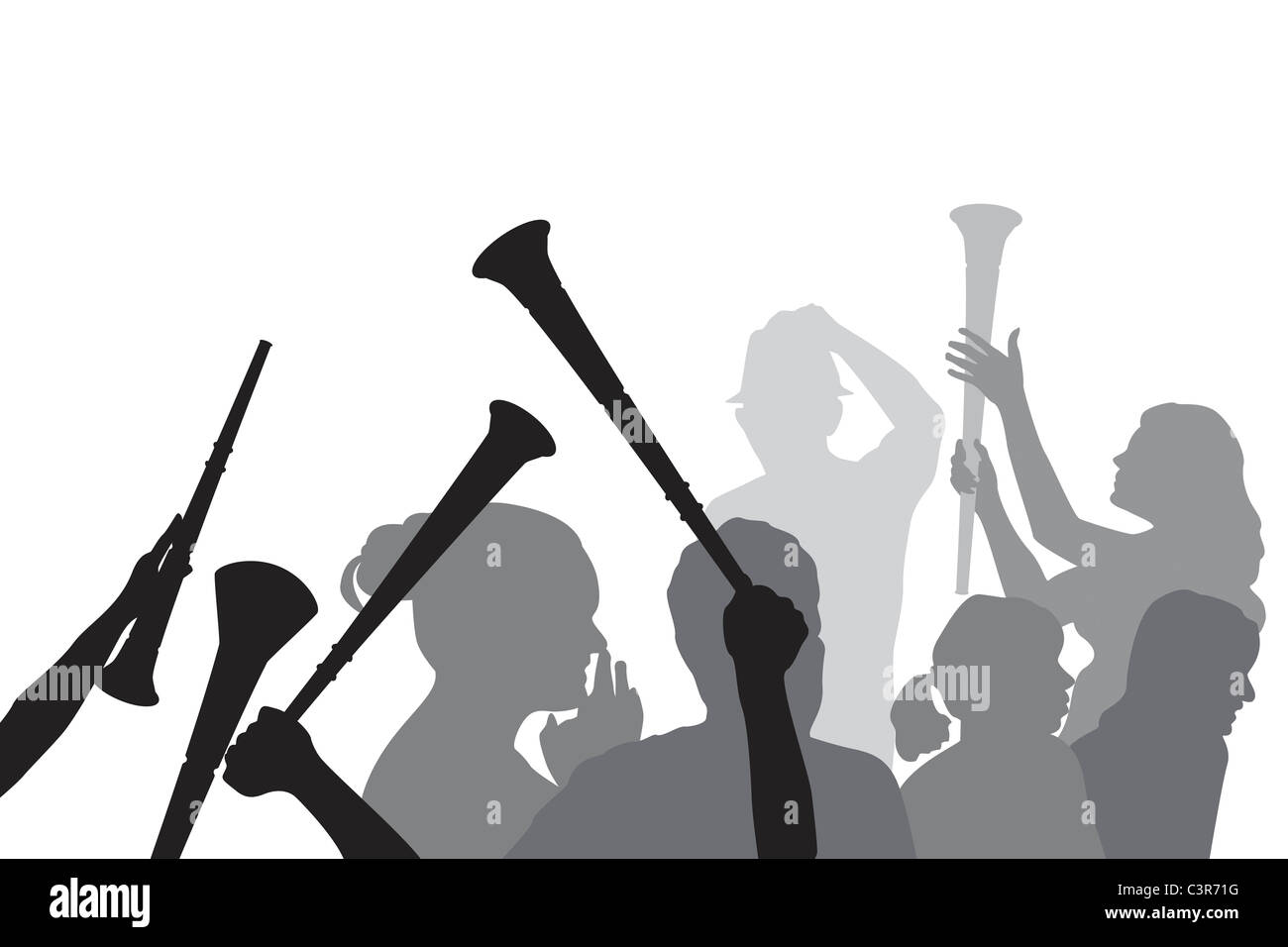 football fans with vuvuzela horns Stock Photo Alamy