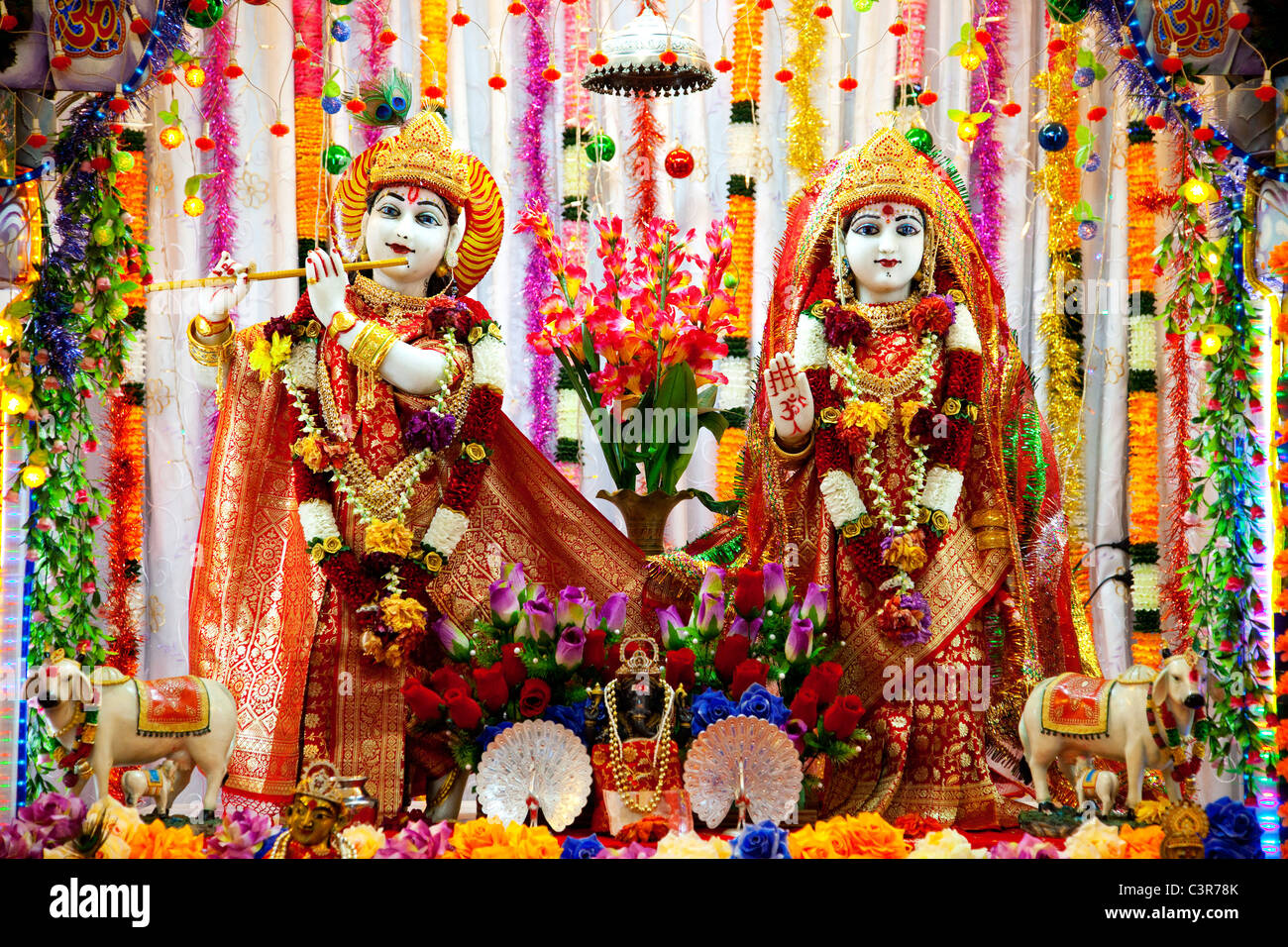 Malaysia, Krishna and Radha in temple Stock Photo