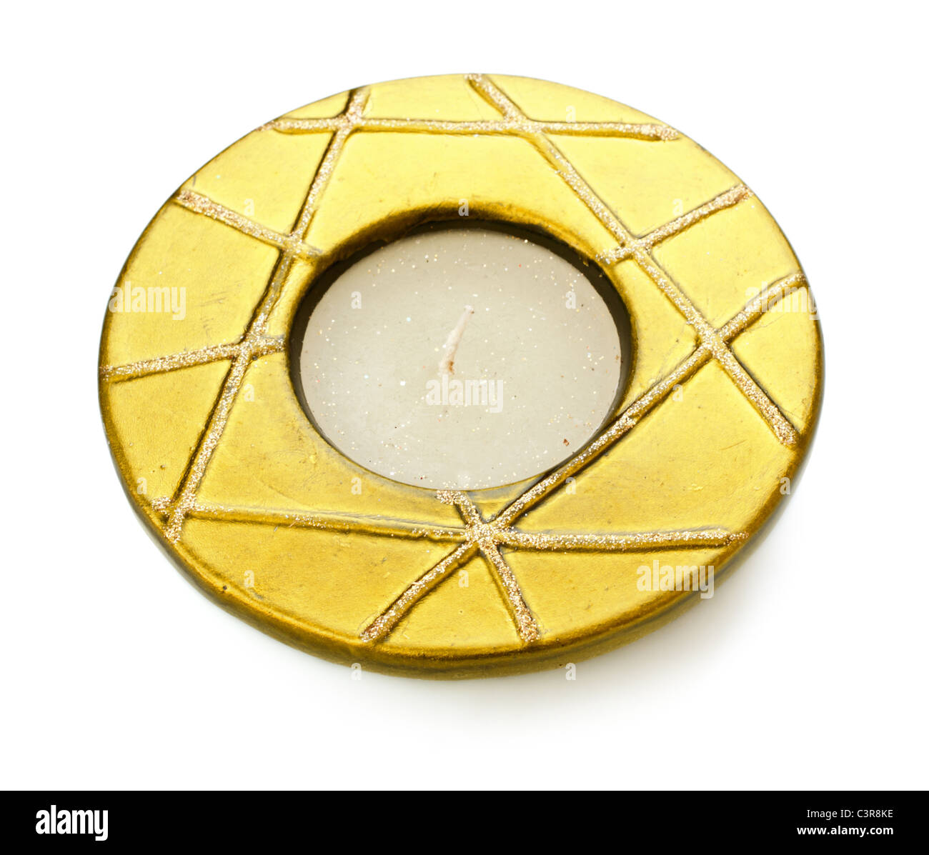 round yellow candlestick isolated on white background Stock Photo Alamy