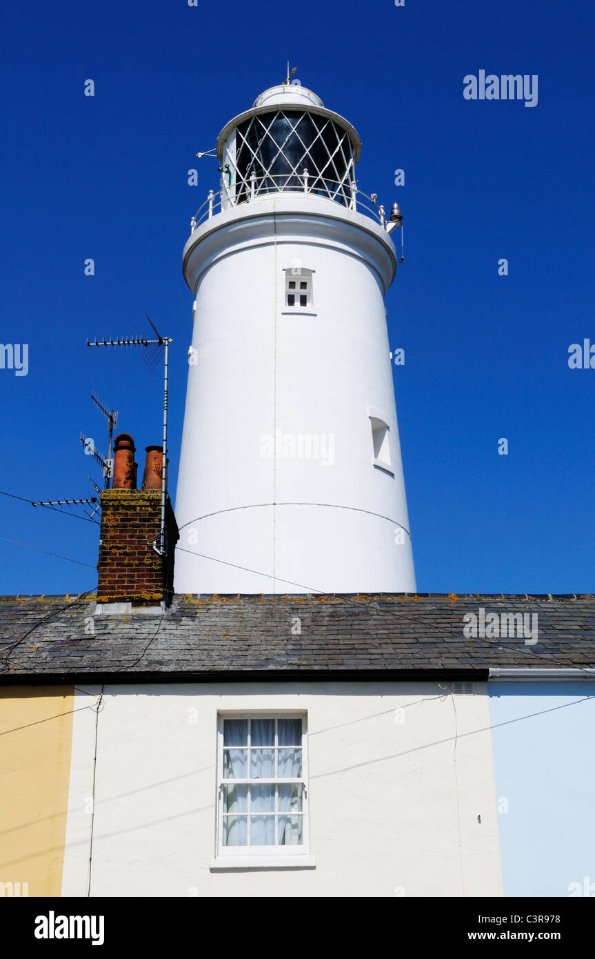 Lighthouse and Cottages at Southwold, suffolk, England, Uk Stock Photo
