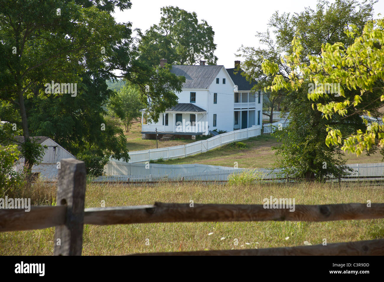 The working Joseph Poffenberger Farm, Antietam National Battlefield.  Also available with enhanced sky. Stock Photo