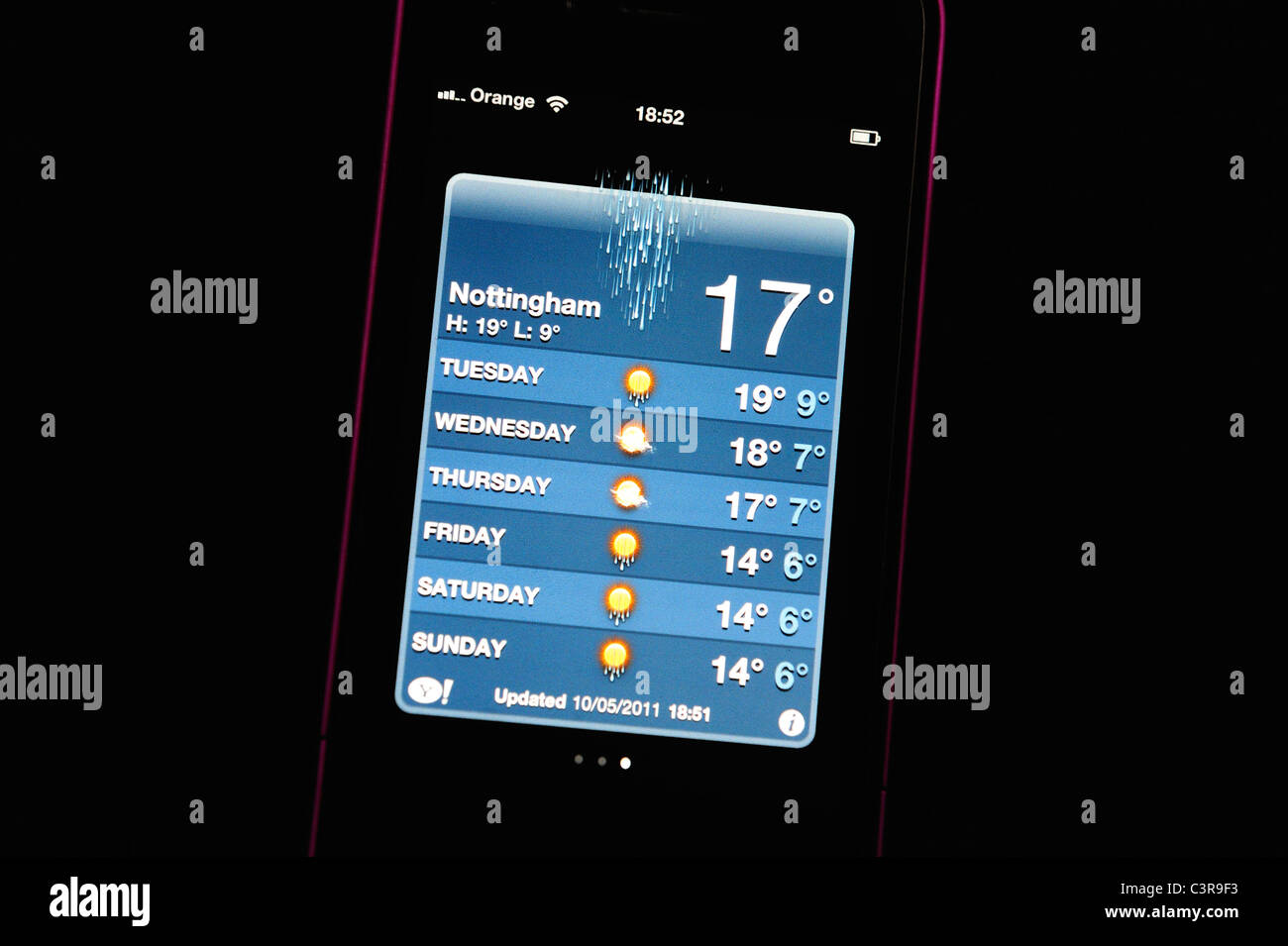 Online Weather Forecast Iphone 4 Stock Photo Alamy