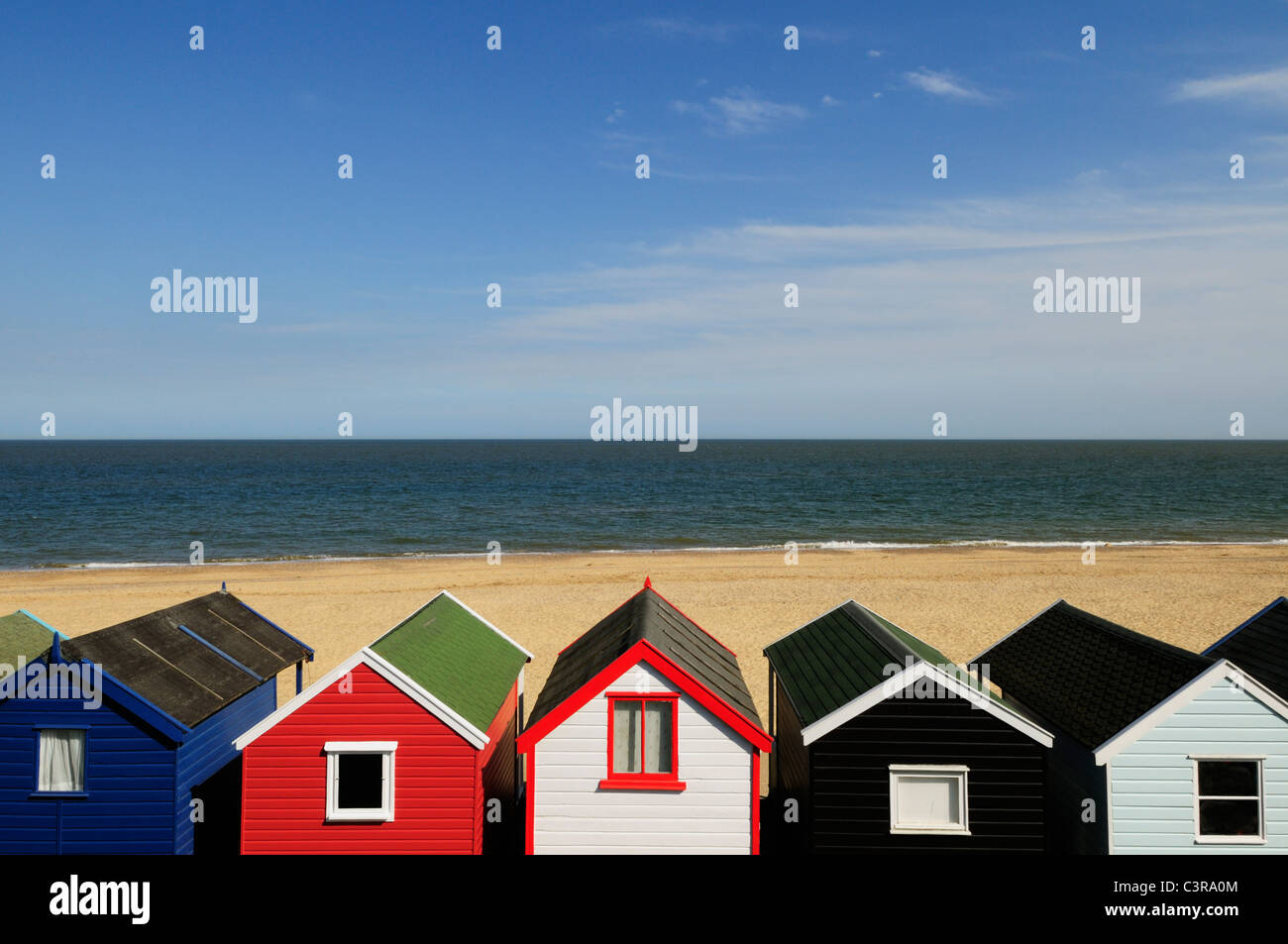 Beach Huts at Southwold, Suffolk, England, UK Stock Photo
