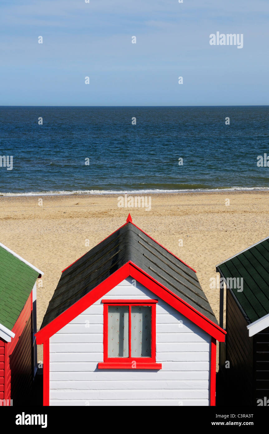 Beach Huts at Southwold, Suffolk, England, UK Stock Photo