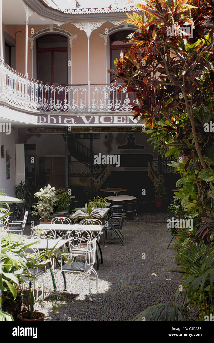 Cafe in the Rua da Carreira Funchal Madeira Stock Photo