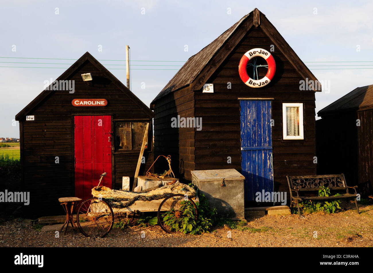 Fisherman's Huts at Southwold Harbour, Suffolk, England, UK Stock Photo