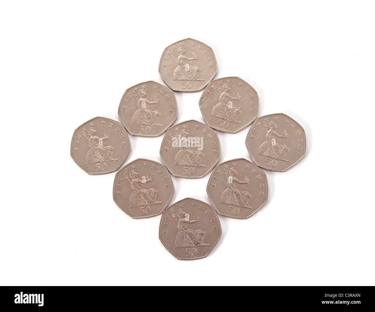 British, UK, coins on a plain white background Stock Photo - Alamy