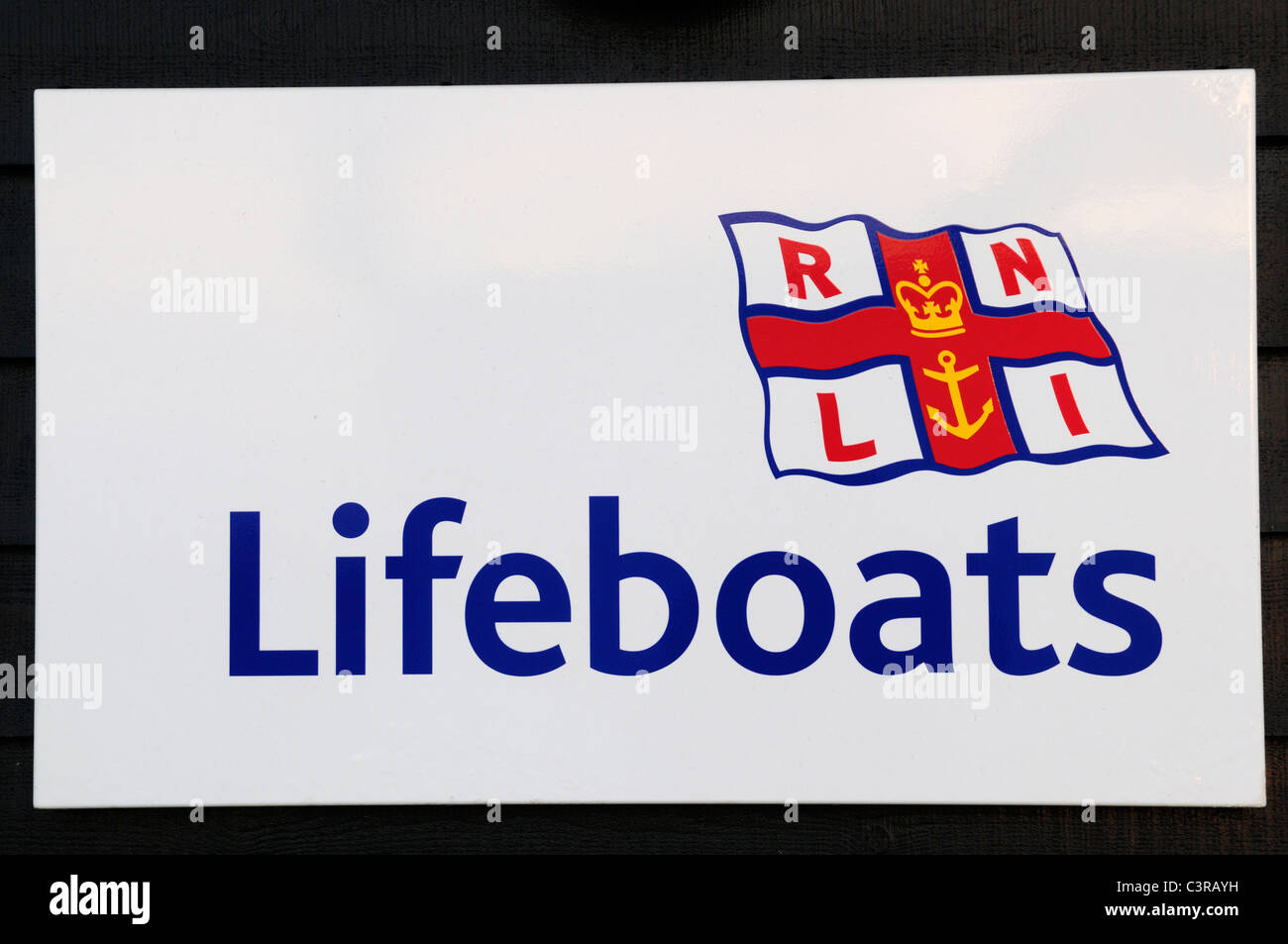 RNLI Lifeboats Sign, Southwold Lifeboat Station, Suffolk, England, UK Stock Photo