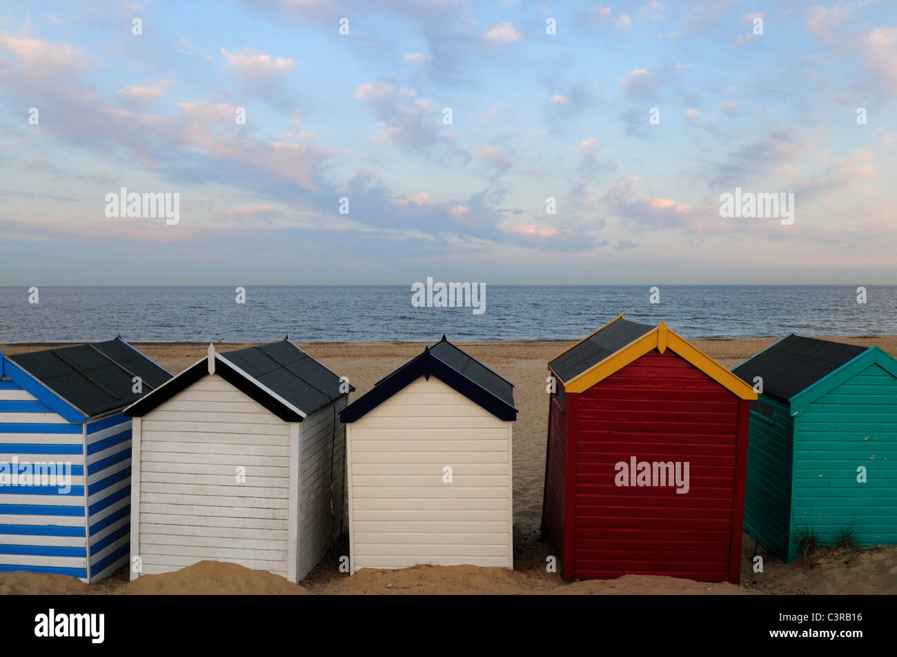 Beach Huts at Southwold, Suffolk, England, UK Stock Photo