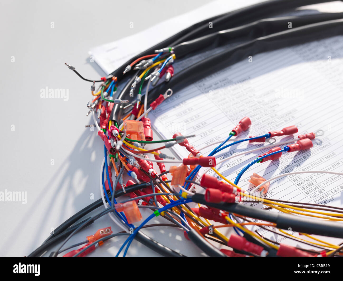 Detail of wiring loom cables Stock Photo