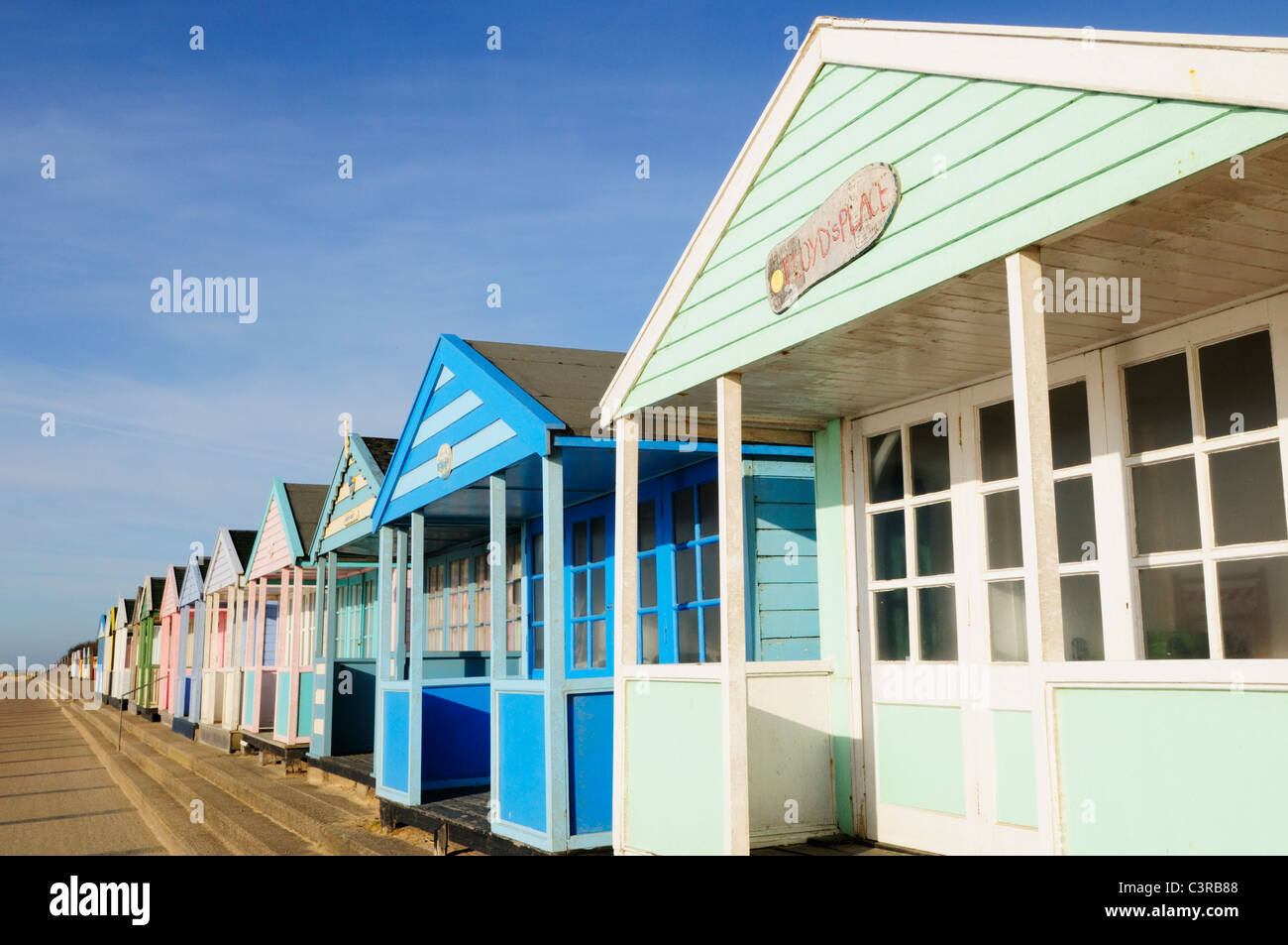 Beach Huts at Southwold, Suffolk, England, UK Stock Photo