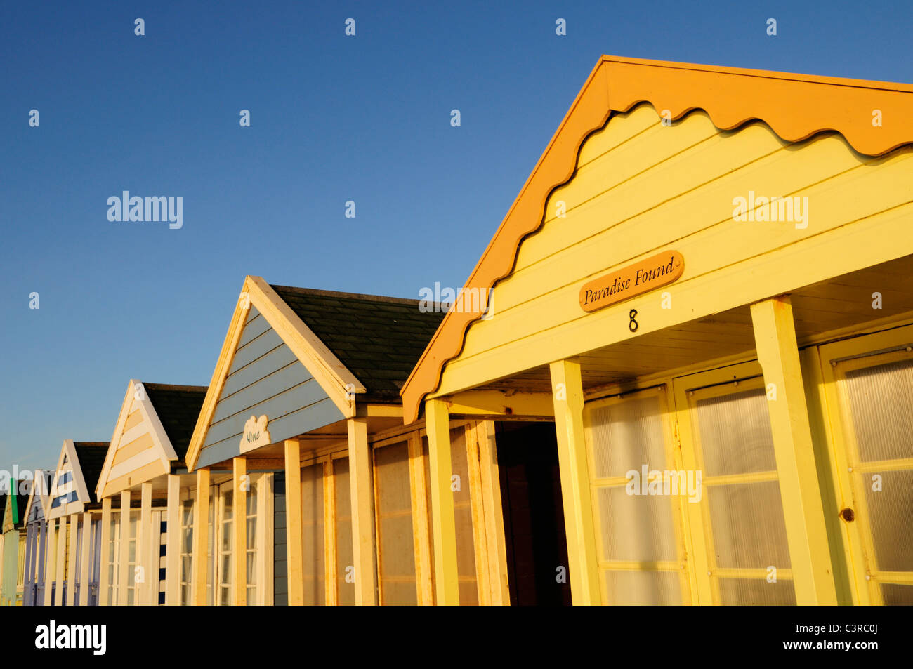 Abstract Detail of Beach Huts, Southwold, Suffolk, England, UK Stock Photo