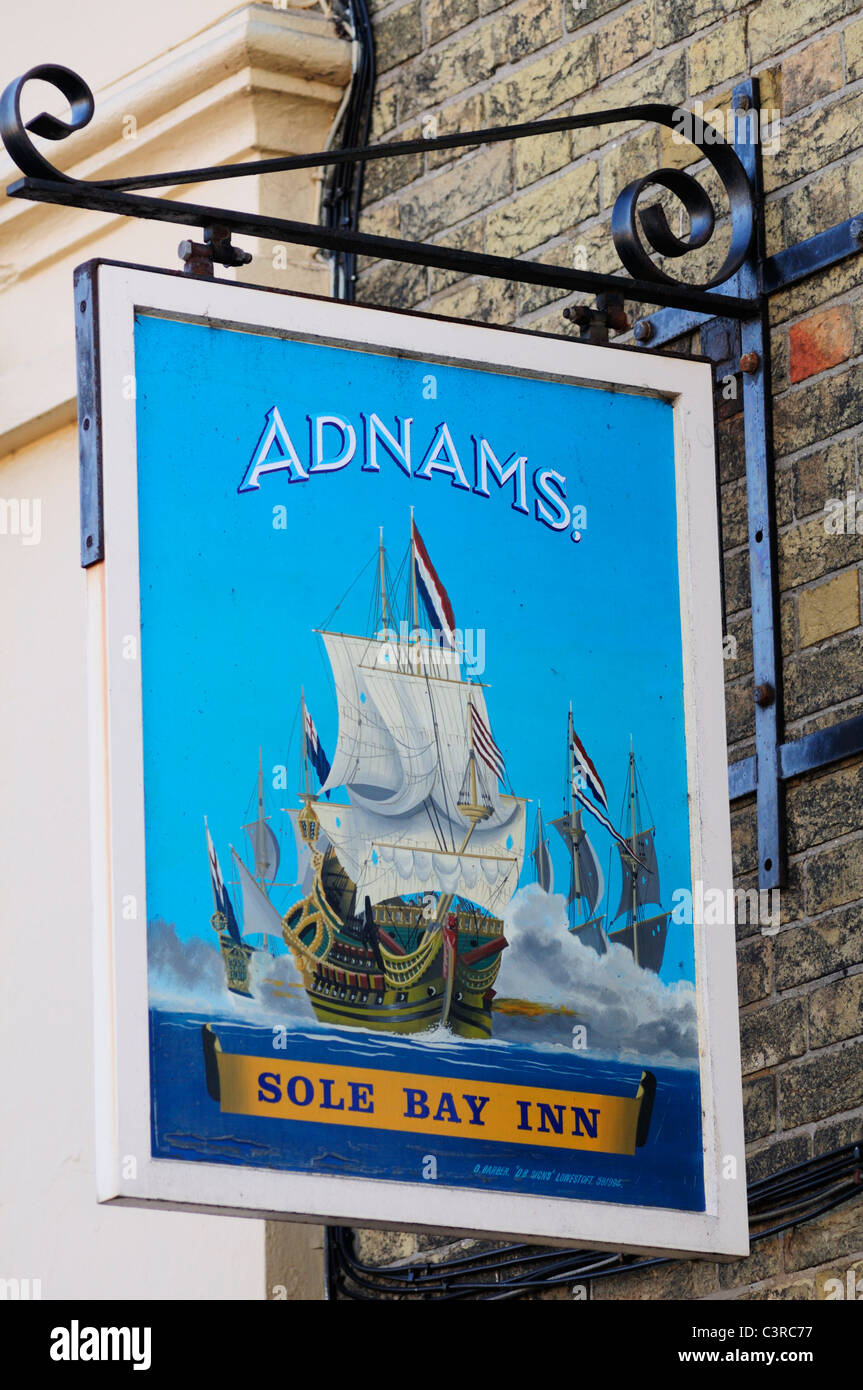 Sole Bay Inn Pub Sign, Southwold, Suffolk, England, UK Stock Photo