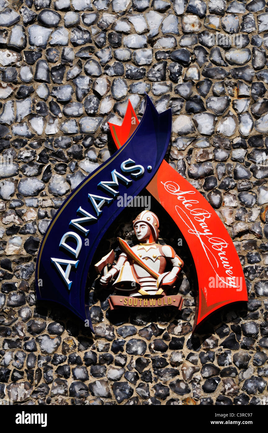 Adnams Sole Bay Brewery Sign, Southwold, Suffolk, England Stock Photo