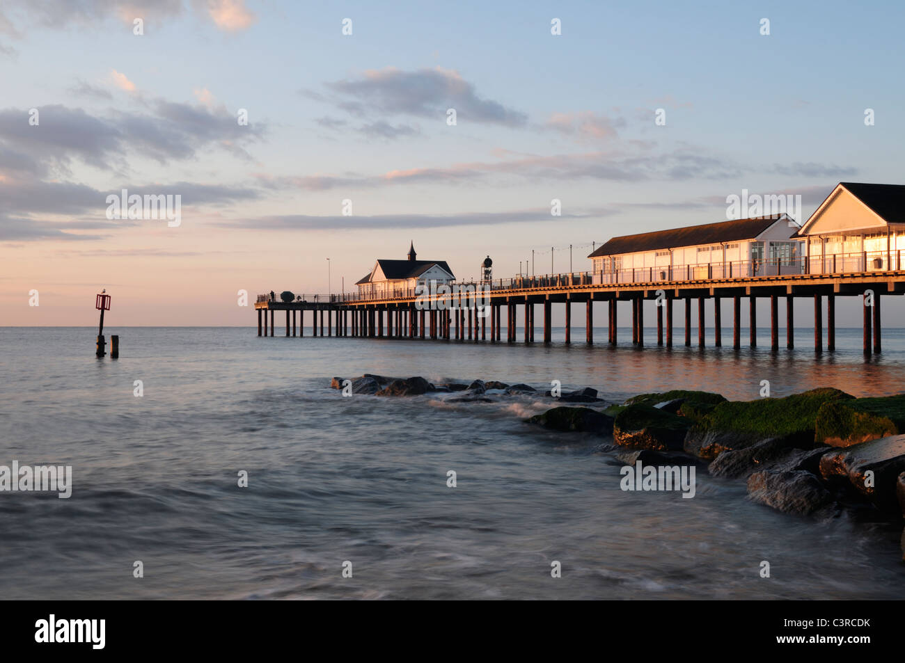 Southwold Pier at Sunrise, Suffolk, England, UK Stock Photo