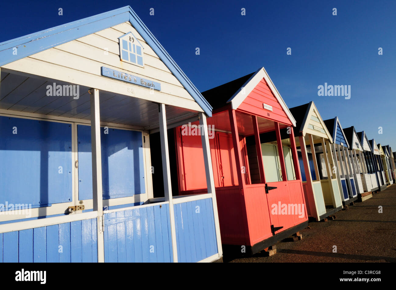 Beach Huts at Southwold, Suffolk, England, UK Stock Photo