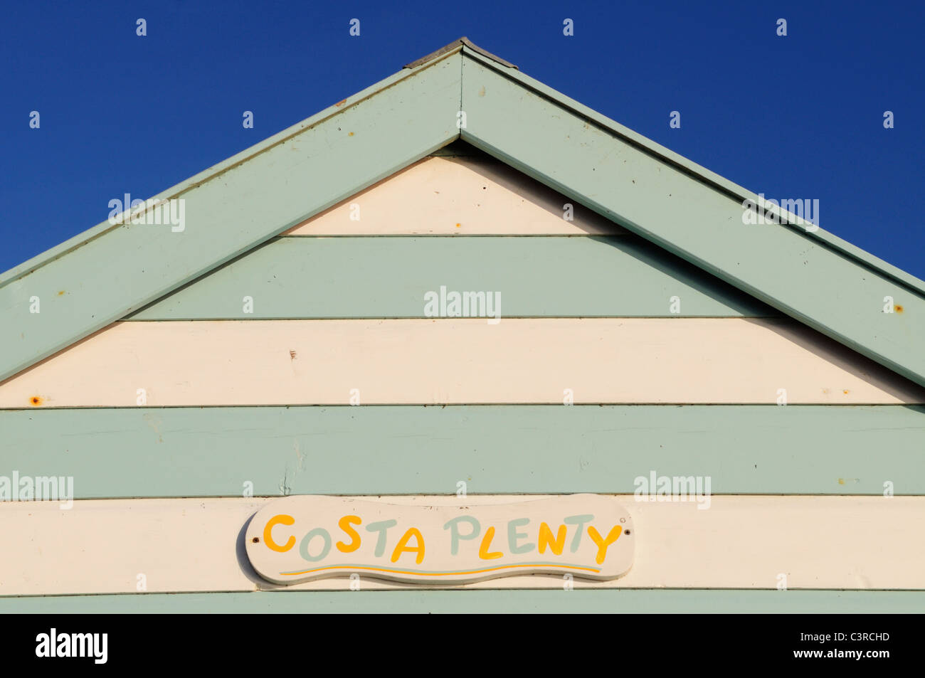 Costa Plenty Beach Hut Detail, Southwold, Suffolk, England, UK Stock Photo
