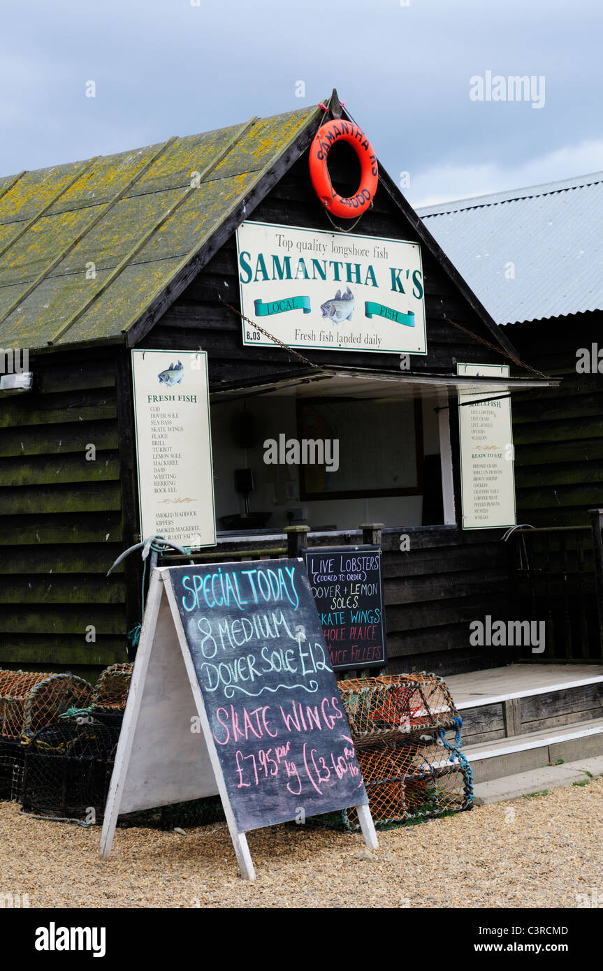 Samantha K's Fish Shop, Southwold Harbour, Suffolk, England, UK Stock Photo