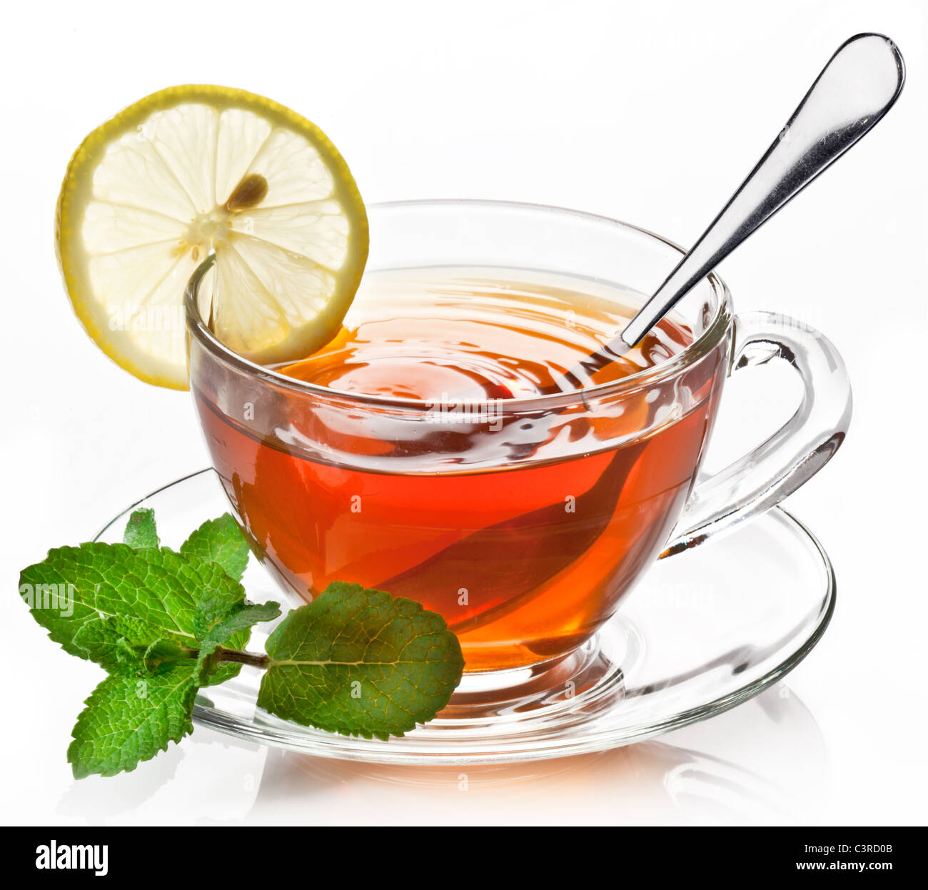 Cup tea with mint isolated on a white background. Stock Photo