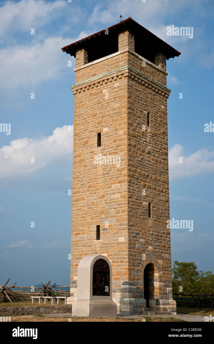 The Observation Tower overlooking Bloody Lane and the Antietam National Battlefield. Stock Photo