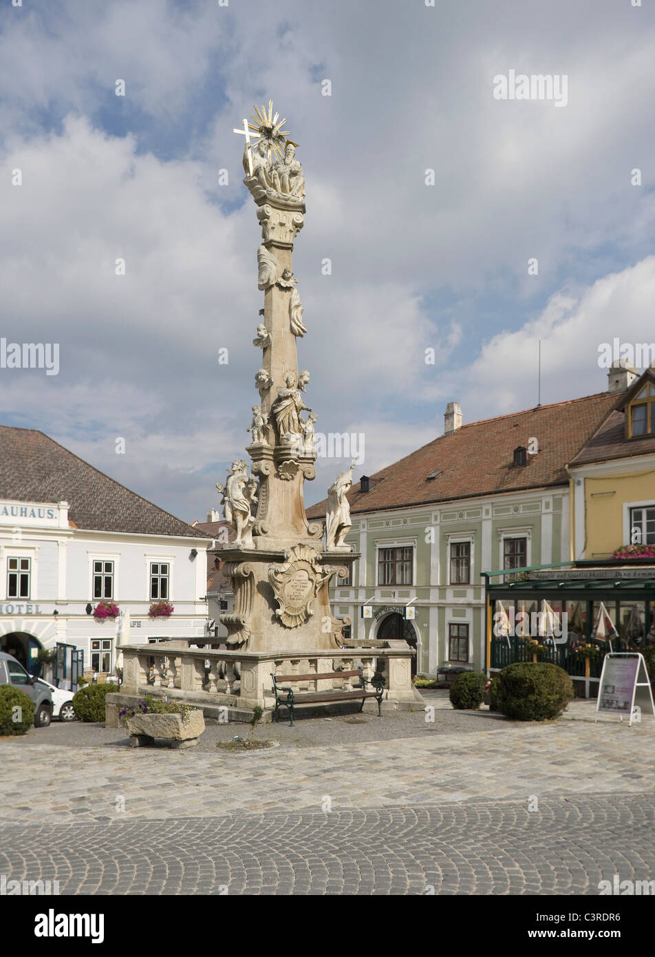 Austria, Weitra, Trinity Column religious statue Stock Photo