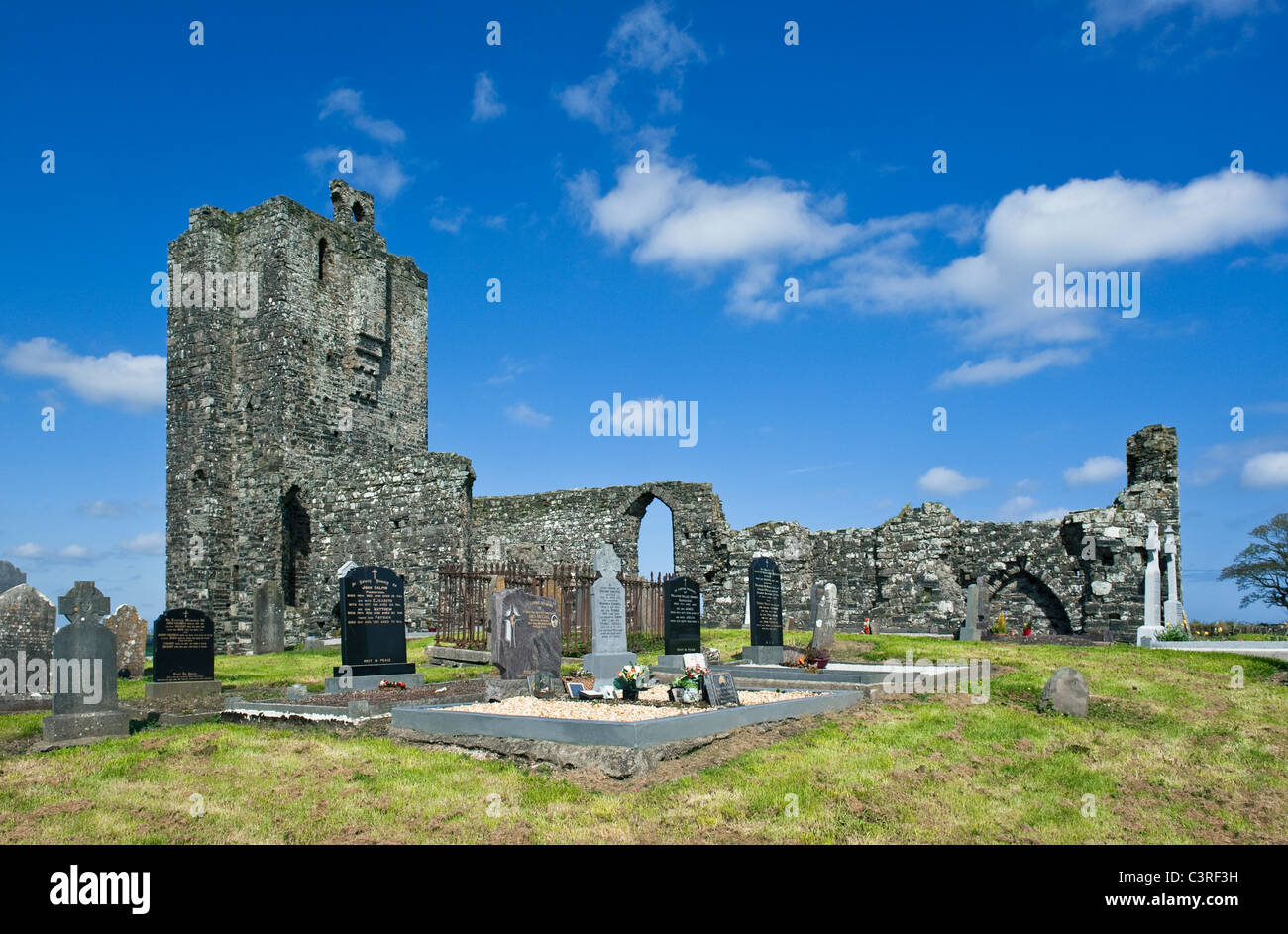 The ruins of Baldungan Castle, near Skerries, county Dublin, Ireland Stock Photo