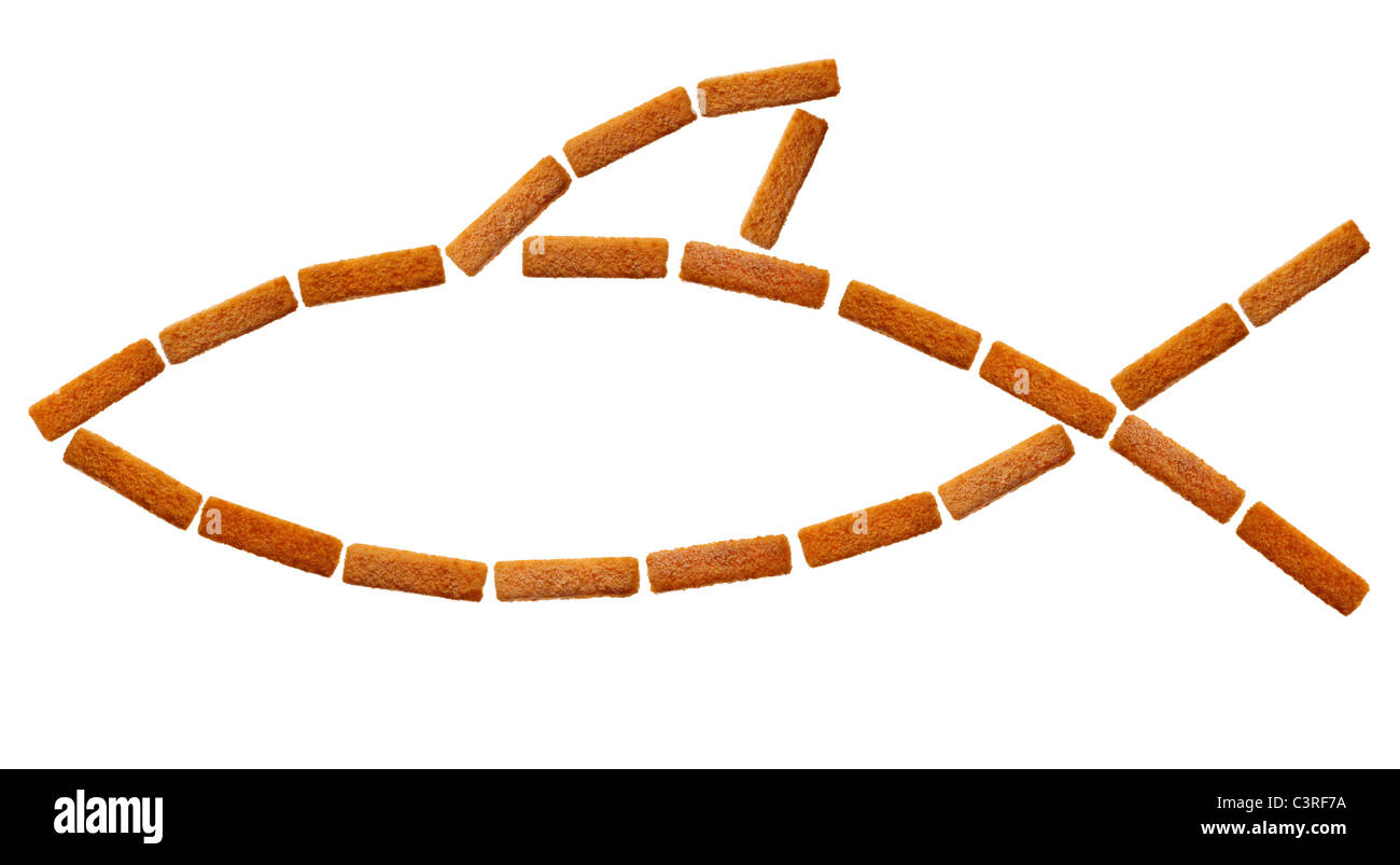 Fish shape made of frozen fish sticks Stock Photo Alamy