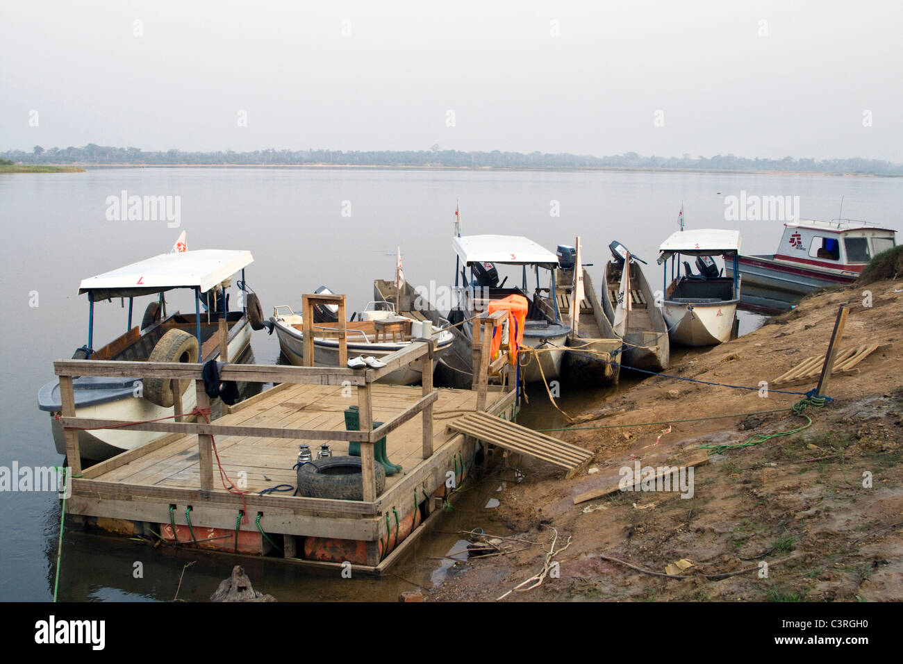 MSF boats Betou Republic of Congo Stock Photo