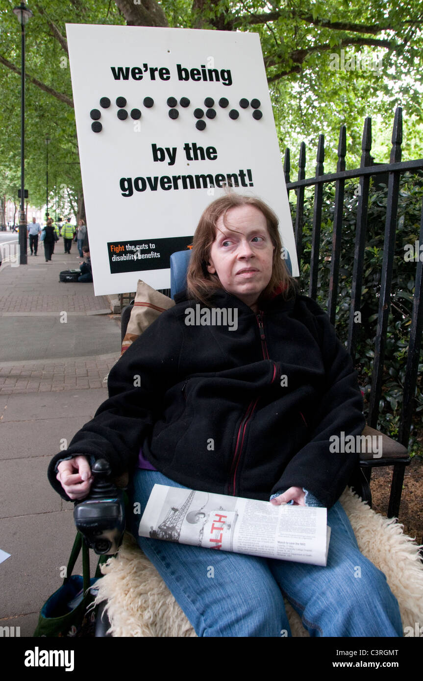 Protest by disabled people against social survive cuts and allowances Stock Photo