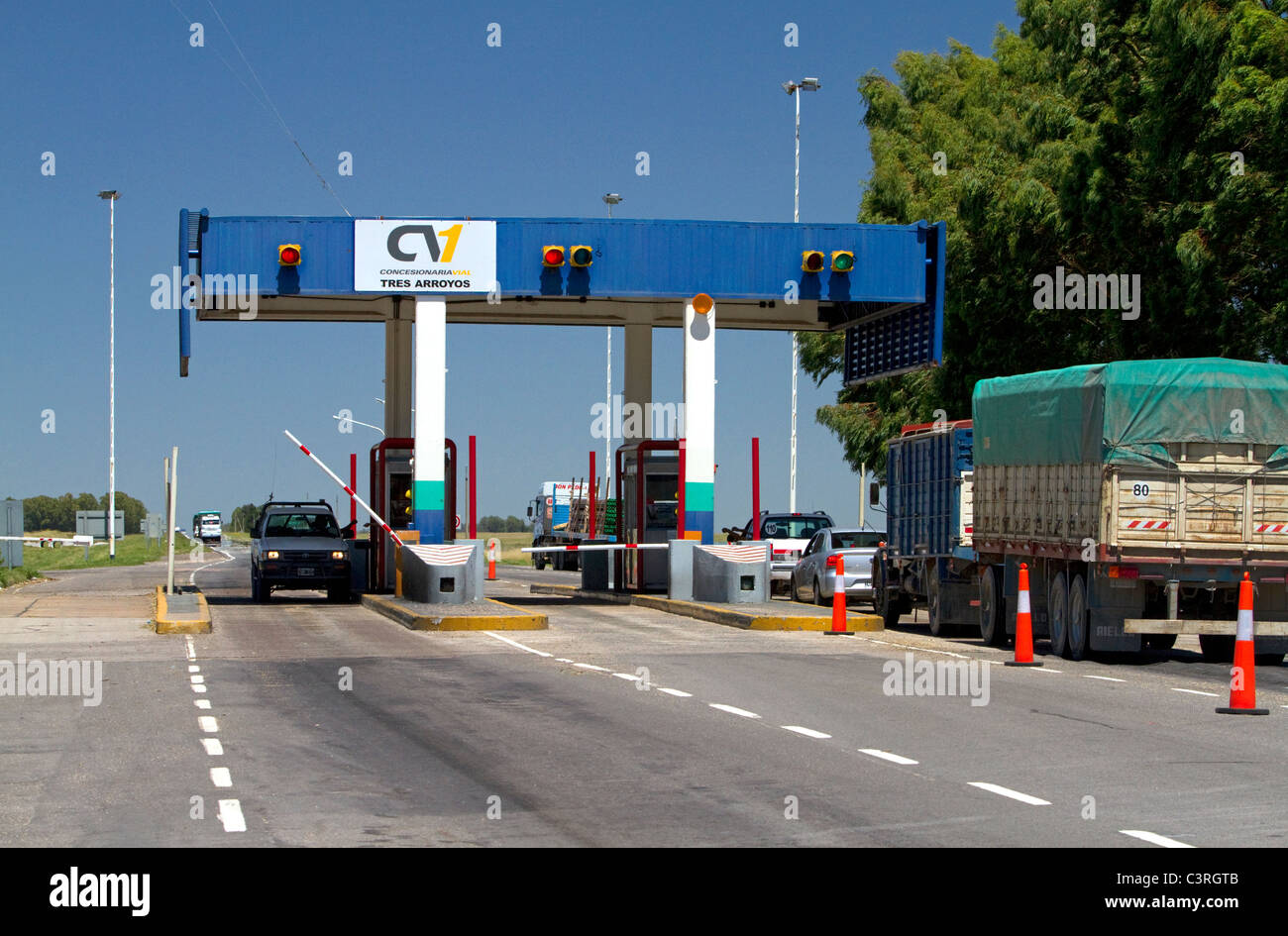 Tolls being collected along National Route 3 in Buenos Aires province, Argentina. Stock Photo
