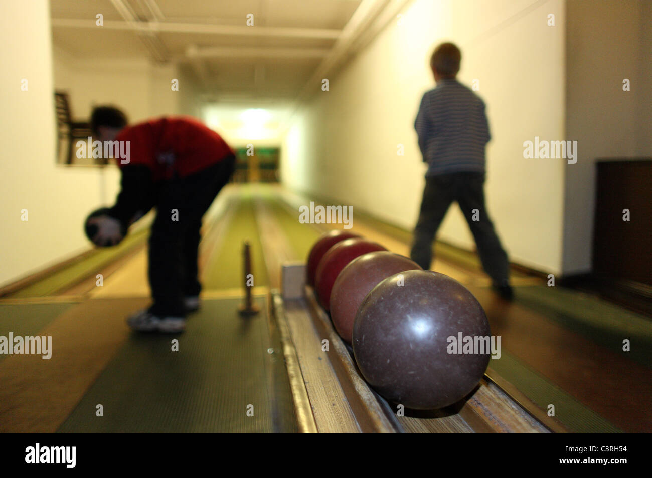 Kids bowling Stock Photo