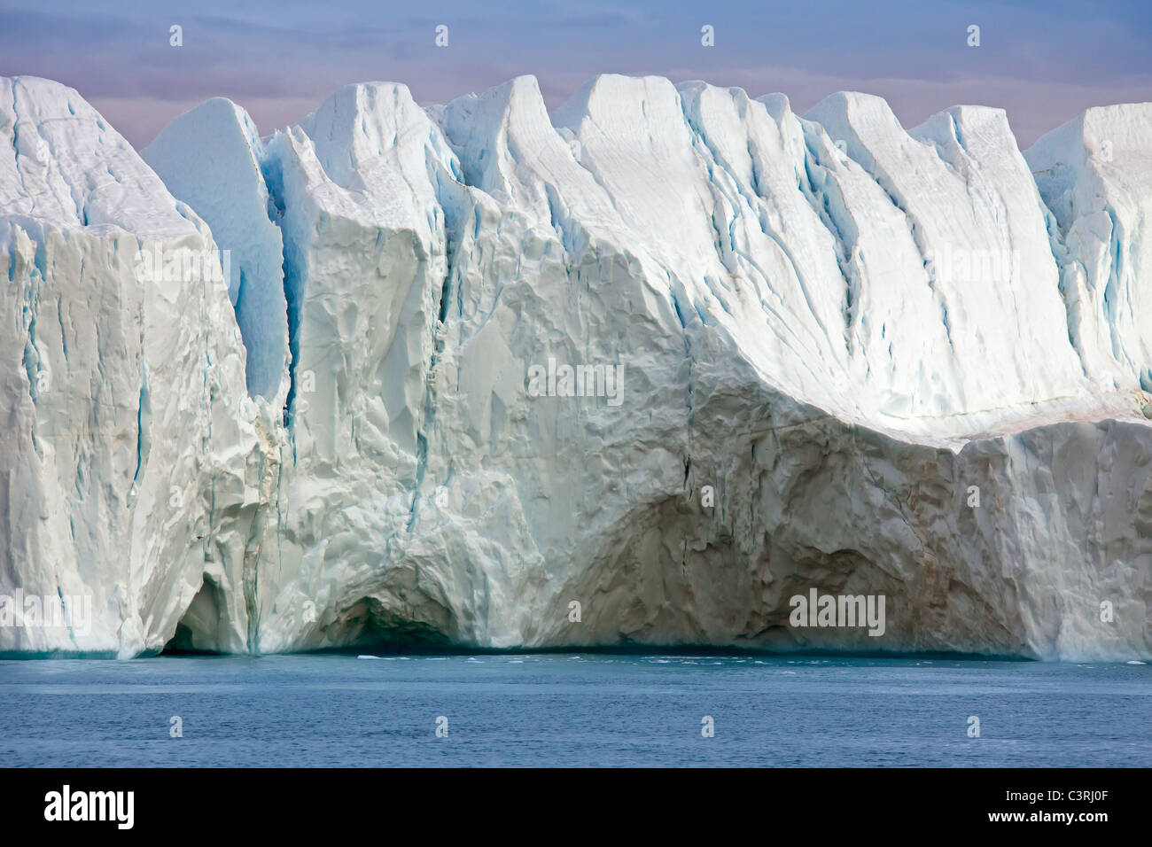 Cracks in iceberg at the Kangia icefjord, Disko-Bay, West-Greenland, Greenland Stock Photo