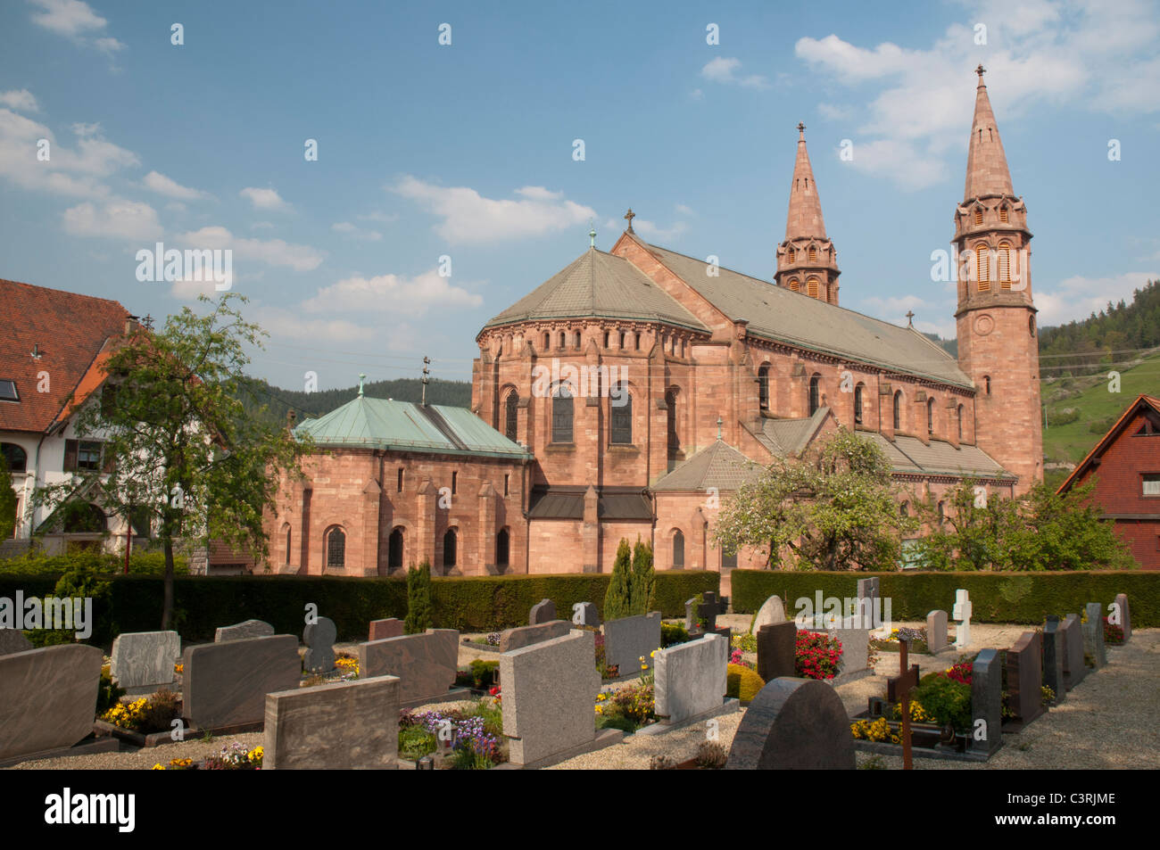 Catholic St. Johanneskirche, Forbach, Murgtal, Black Forest, Baden-Württemberg, Germany Stock Photo