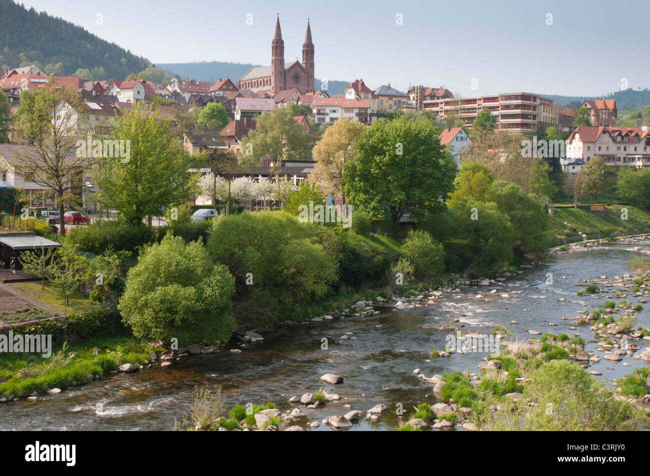 Murgvalley, Cityscape view Forbach, Black Forest, Germany Stock Photo