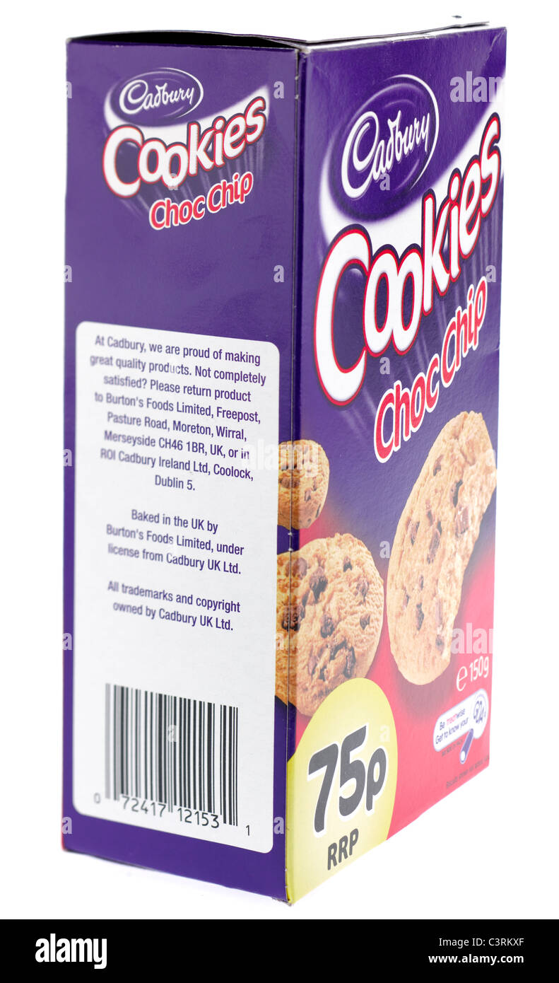 150 gram box of Cadbury choc chip cookies Stock Photo