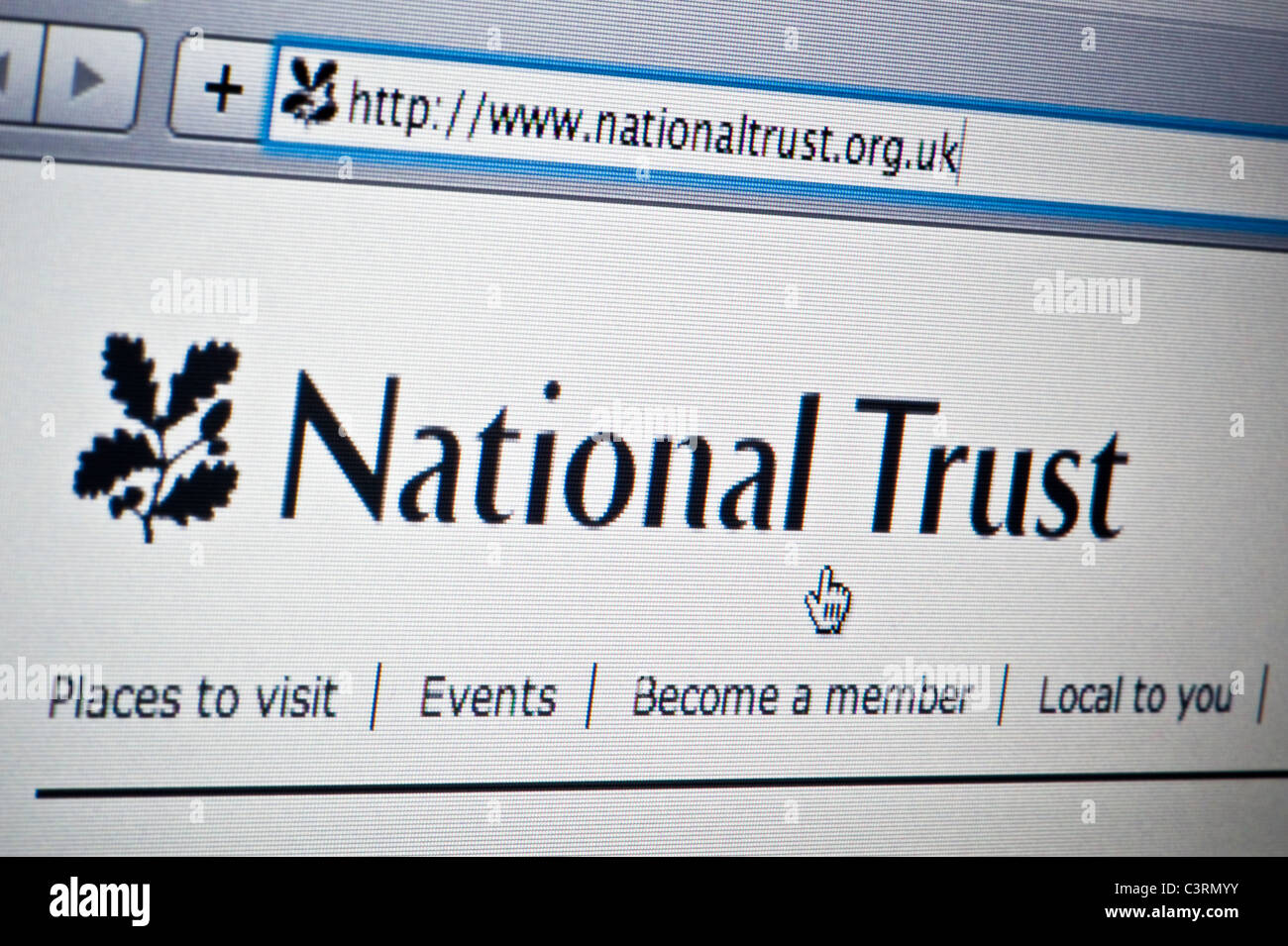 Close up of the National Trust logo as seen on its website. (Editorial use only: print, TV, e-book and editorial website). Stock Photo