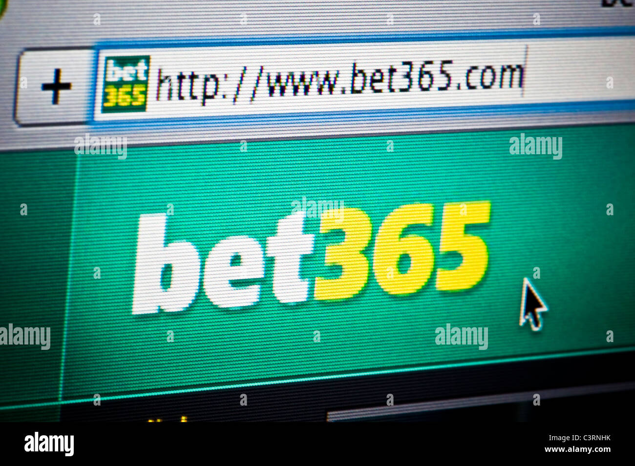 Close up of the Bet365 logo as seen on its website. (Editorial use only: print, TV, e-book and editorial website). Stock Photo