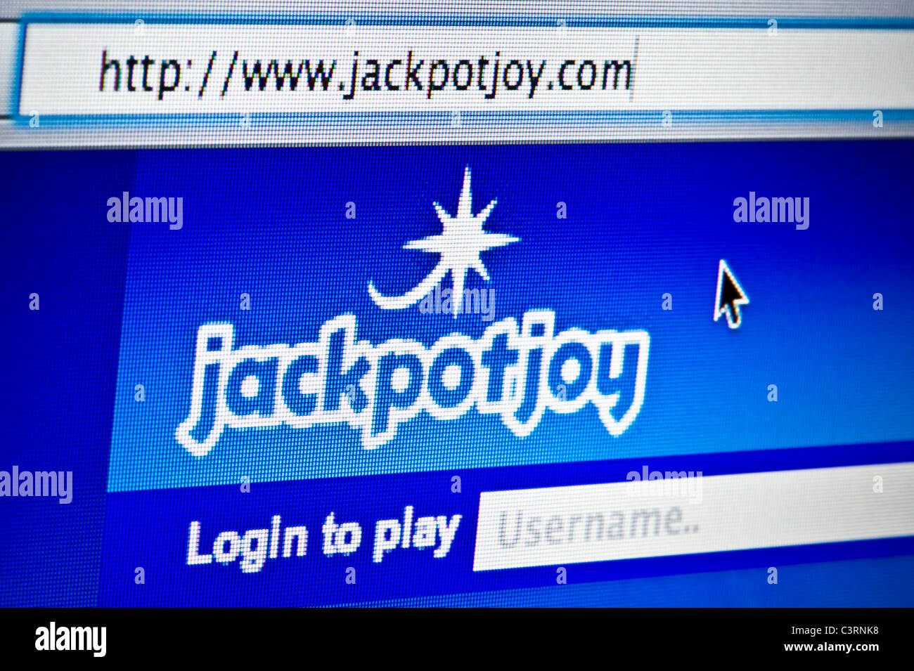 Close up of the Jackpotjoy logo as seen on its website. (Editorial use only: print, TV, e-book and editorial website). Stock Photo
