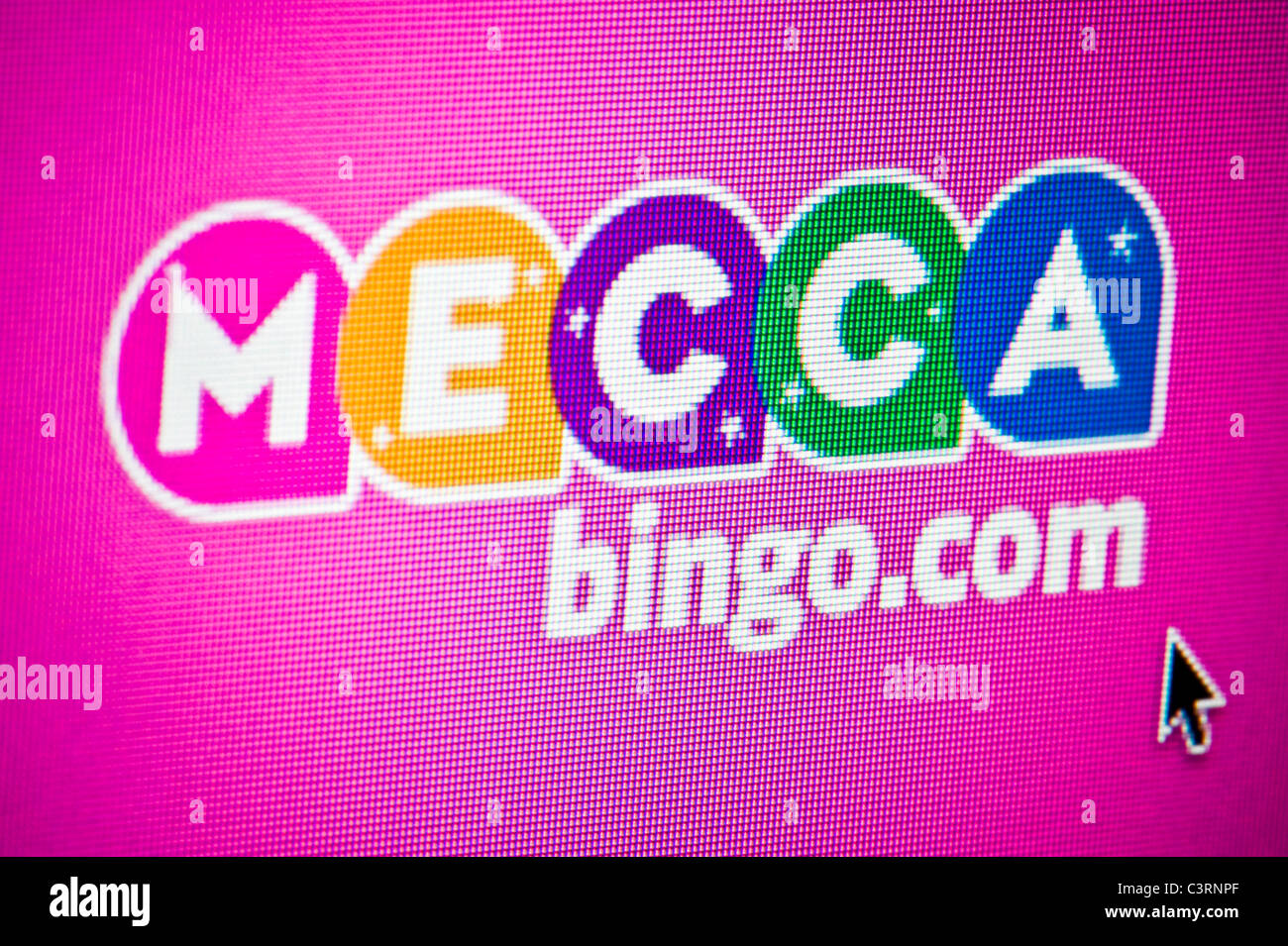 Close up of the Mecca Bingo logo as seen on its website. (Editorial use only: print, TV, e-book and editorial website). Stock Photo