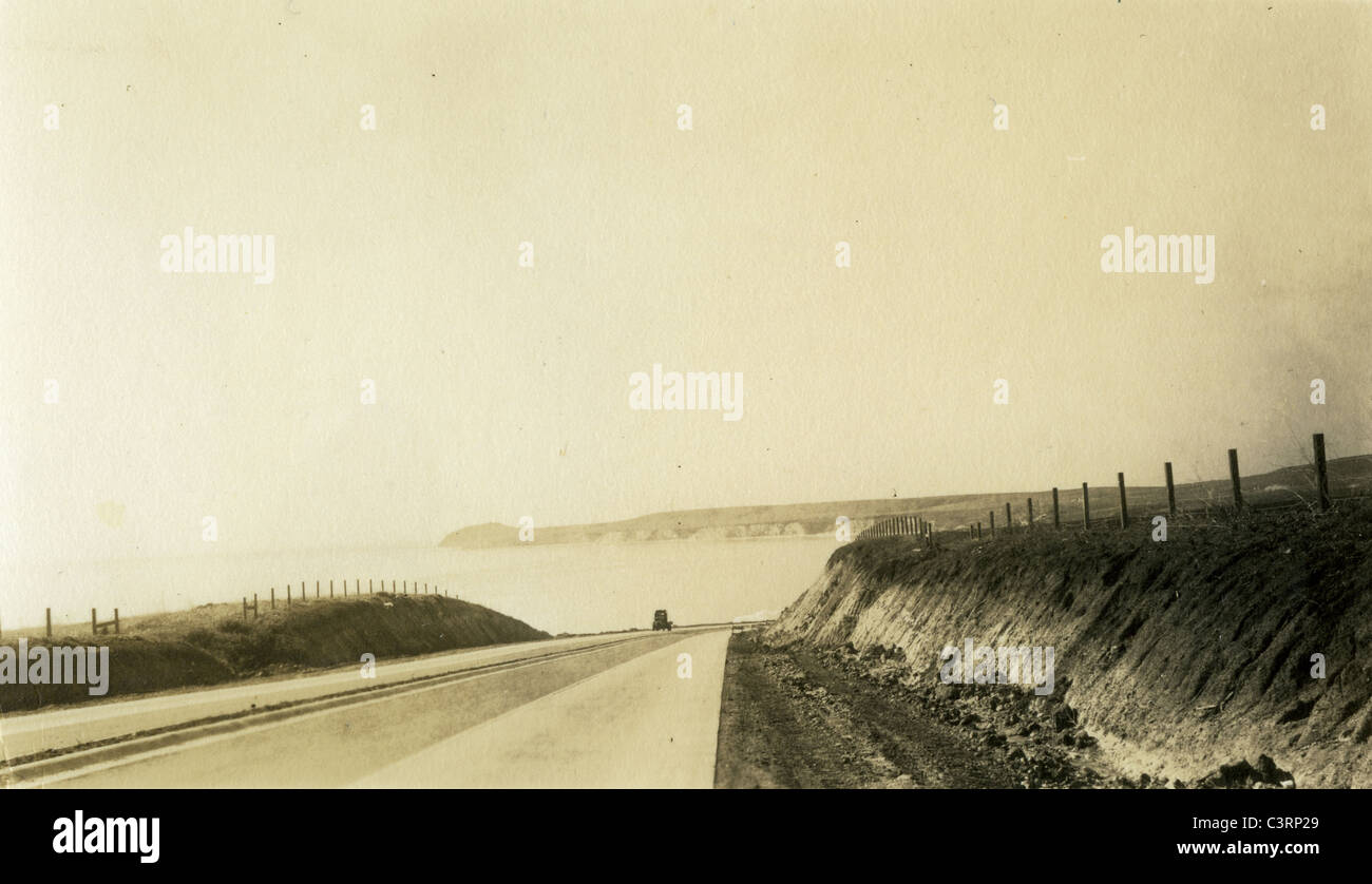 Pacific Coast Highway PCH between Los Angeles and santa barbara 1939 1930s great depression road travel coast california pacific Stock Photo