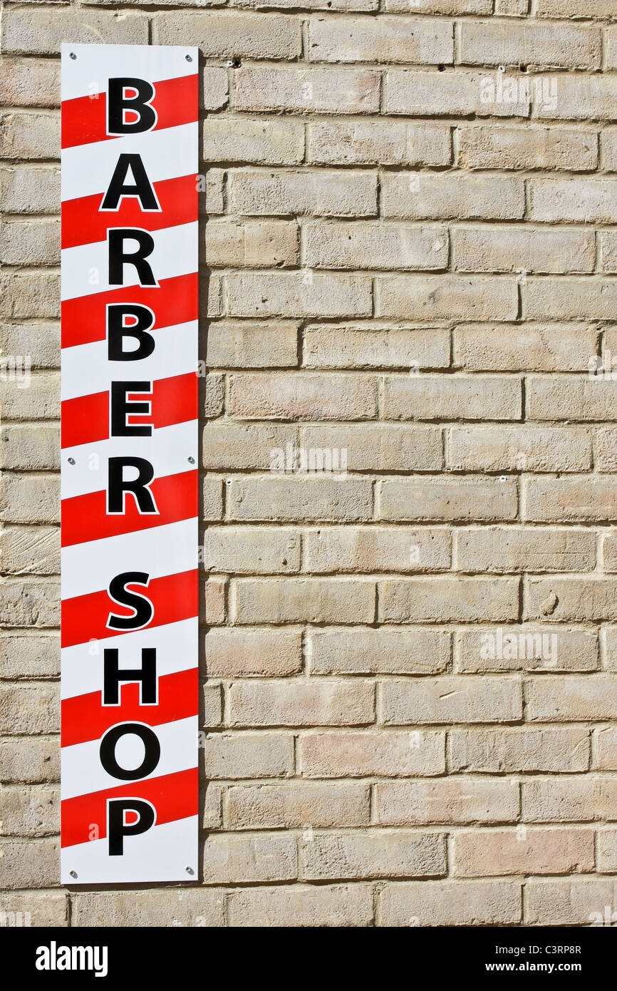 Barber's shop sign in Bury St Edmunds, Suffolk Stock Photo Alamy