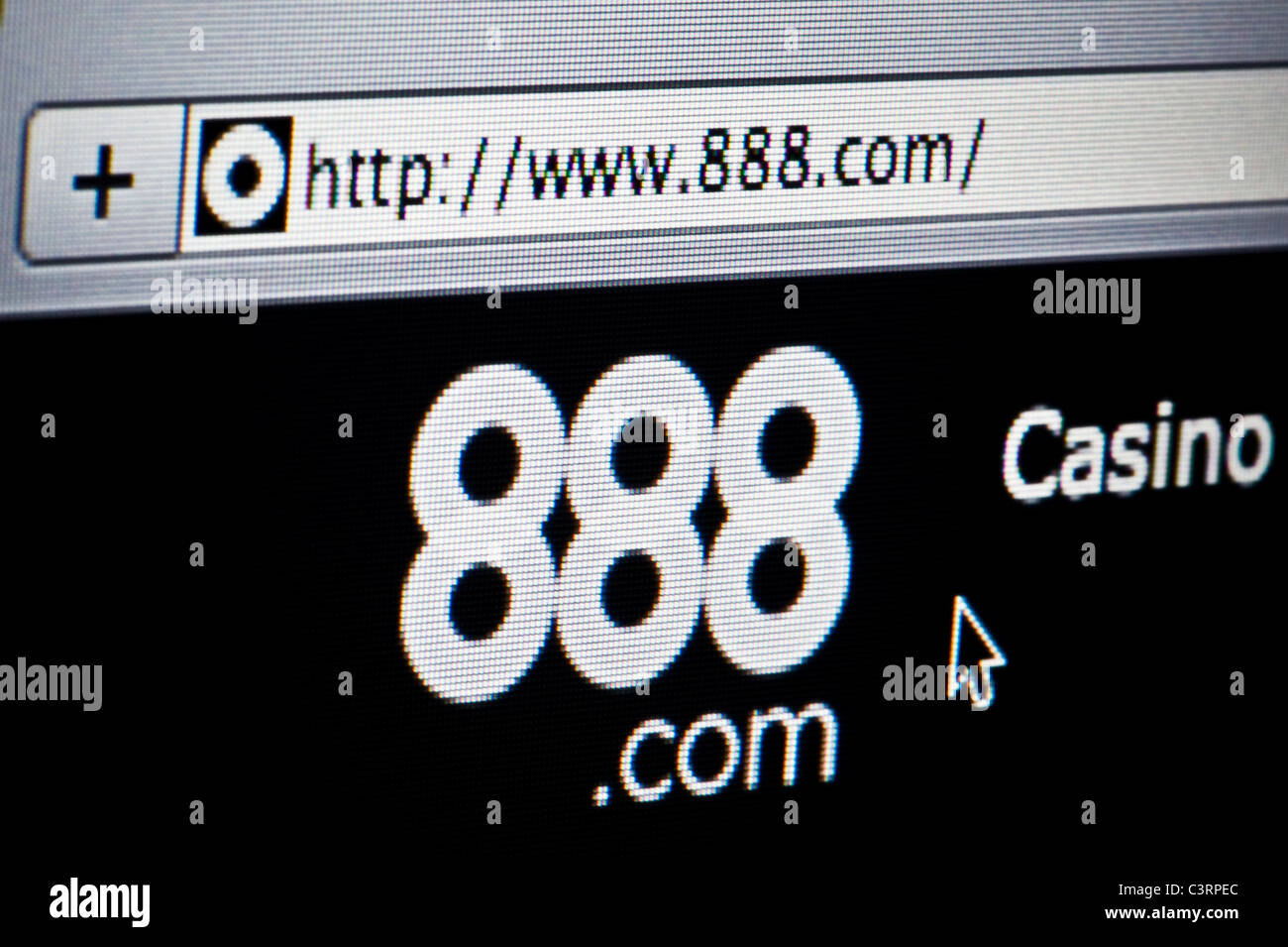 Close up of the 888 logo as seen on its website. (Editorial use only: print, TV, e-book and editorial website). Stock Photo