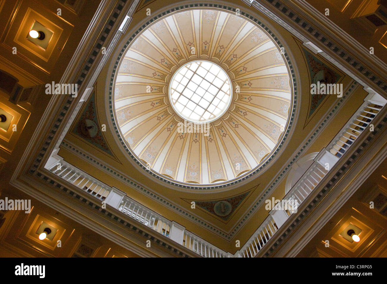 Dome above the rotunda of the state capitol building in Richmond, VA Stock Photo