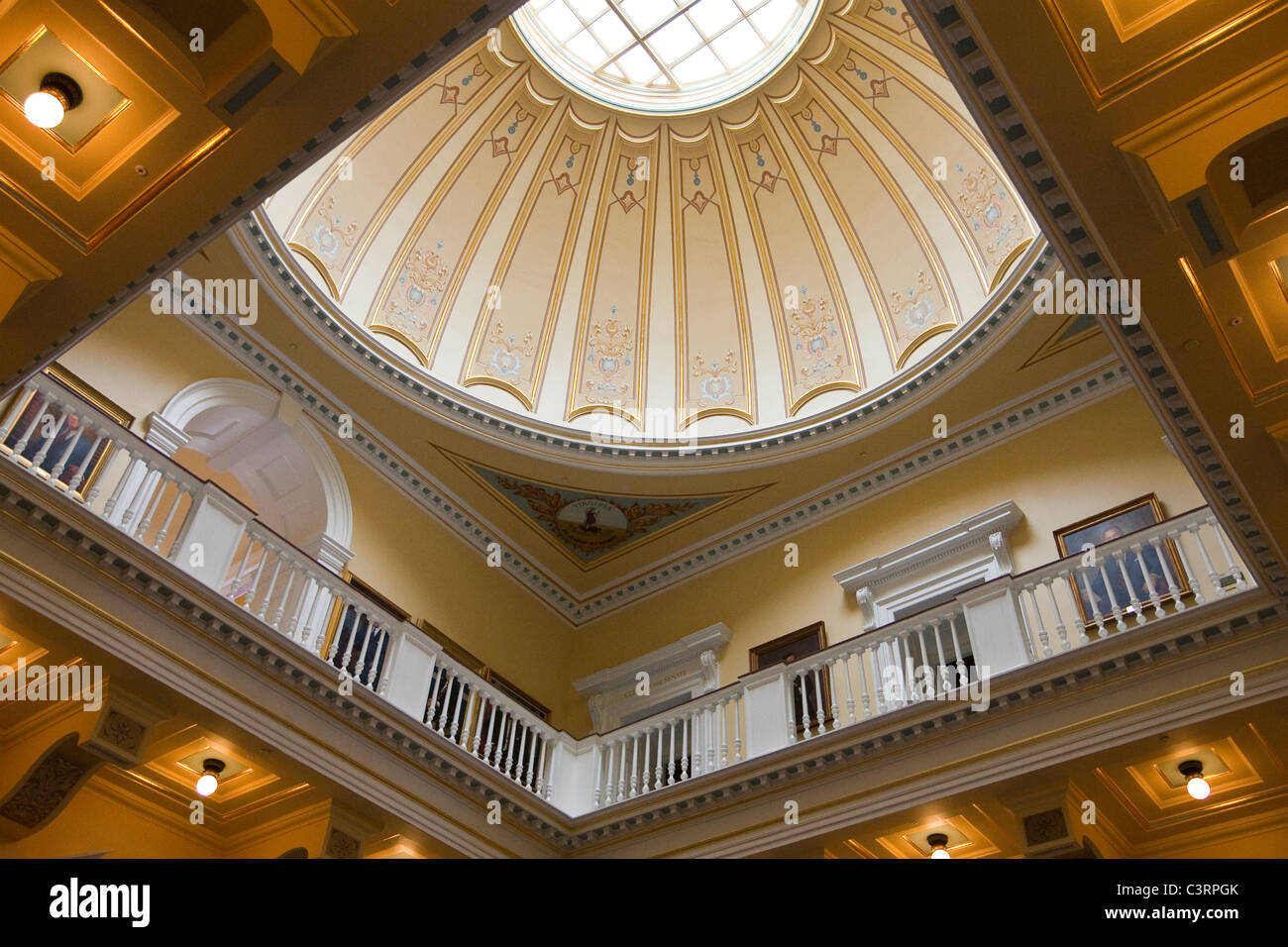 Dome above the rotunda of the state capitol building in Richmond, VA Stock Photo