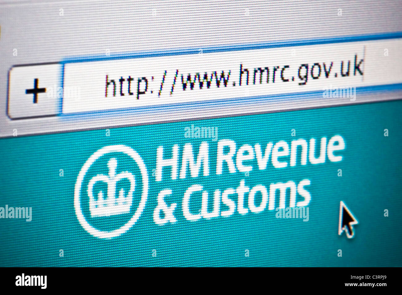 Close up of the HMRC logo as seen on its website. (Editorial use only: print, TV, e-book and editorial website). Stock Photo